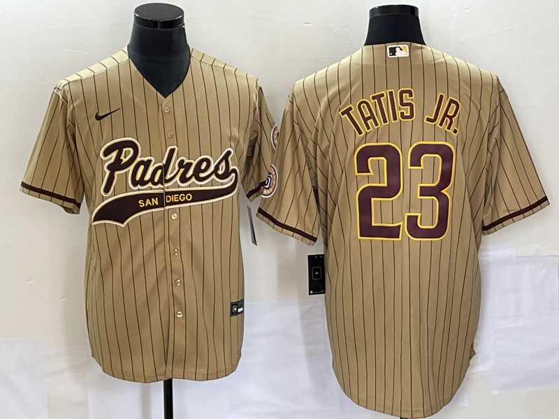 Men's San Diego Padres #23 Fernando Tatis Jr Tan NEW 2023 Cool Base Stitched Jerseys